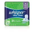 WHISPER Ultra Clean Sanitary Napkins with Wings for Heavy Day or Night Use 12s. 