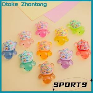 Dtake Cartoon Luminous Turtle Flower Printing Turtle Diy Ornament Glow-in-the-dark Resin Accessories Aquarium Fish Tank Miniature