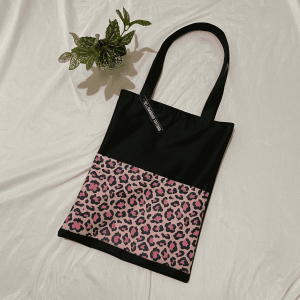 Totebag kanvas leopard / tas laptop resleting leopard