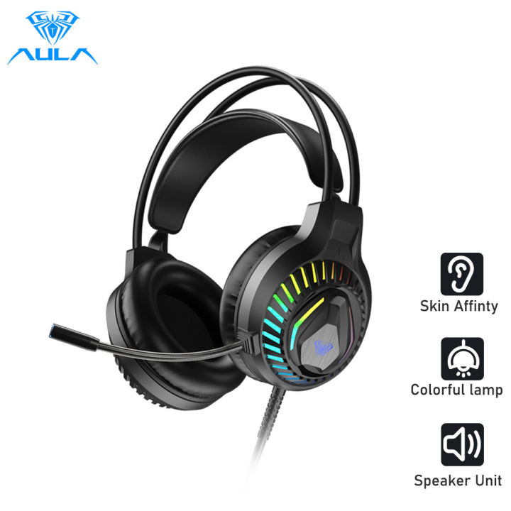 AULA S605 Gaming Headset Computer Headphone 360°Microphone Noise
