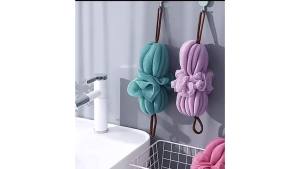 Songaa Bath Shower Loofah Sponge - 2 Pack Long Stretch Back Sponge Exfoliating with Rope Handles - Back Scrubber for Shower Body Scrub Stretch Loofah for Women and Men (Purple & Pink)