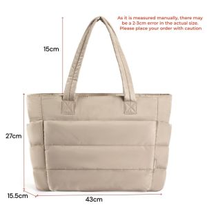 TasBag Puffer Tote Bag Womens Single-shoulder Large Capacity Handbag Lightweight Travel Bag Fitness Bag