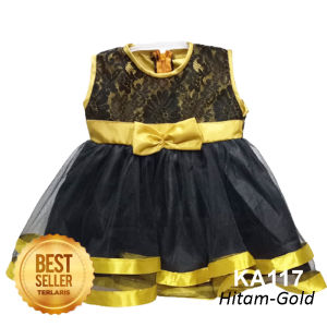 Dress Hitam Anak 1 Tahun Baju Putih Bayi 6 12 Bulan Import Korean Style Model Terbaru 2023 Terlaris Gaun Brukat Cewek Warna Black White Bahan Tile Tulle KA117