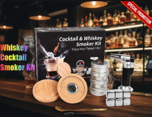 [SG Stock] Premium Cocktail Smoker Kit with Torch | 100% Hand-Crafted Oak Whiskey Infuser | Old Fashioned Smoker for Drinks Wine & Spirits | Luxury Gift Set