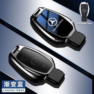 Zinc Alloy Glossy Gradient TPU Car Key Fob Case Cover Smart Remote Shell Holder Keychain Buttons Protector For Mercedes Benz A B C E S G M R CLA CLK CLS GLA GLB GLC GL GLK SL V Class 180 200 220 250 280 300 320 350 400 450 500 35 45 43 63 AMG