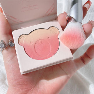 Kakashow Cute Bear Gradient Blush Palette Matte Fine Flash Blush on Cheek Water Proof Set Beginner Easy Makeup Natural Nude Makeup Long Lasting Face Makeup