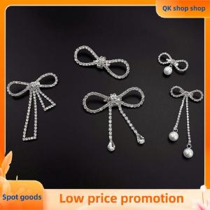 ✨QK shop✨ Fashion Romantic Sweet Rhinestone Bowknot Brooch Pearl Tassel Buckle Pin Cardigan Coat Sweater Brooches Wedding Accessories