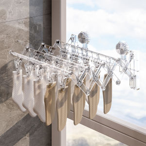 Invisible Folding Suction Cup Hanger Sock Rack Plastic Wall Mounted Drying Rack Balcony Socks Clip