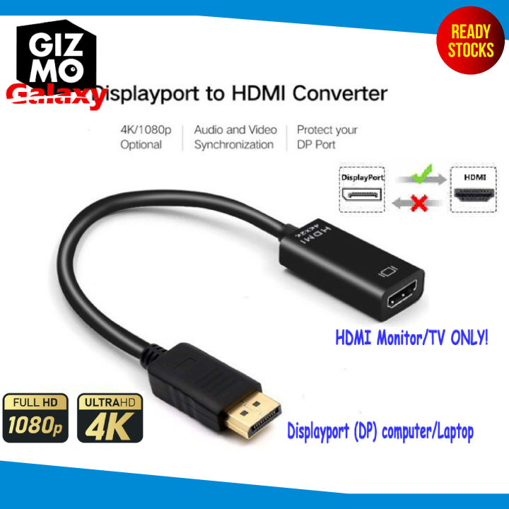 DP to HDMI 1080/ 4K 1080P DisplayPort Male to HDMI Female Adapter (Male ...