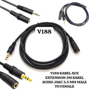 V188 KABEL 3M AUX EXTENSION SAMBUNG AUDIO 3.5MM PERPANJANGAN 3 METER AUDIO PANJANG MALE TO FEMALE JA