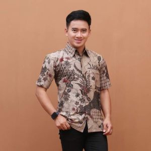 Hem Kemeja Batik Pria Kembang Merah Murah Model Terbaru Bahan lembut dan tebal