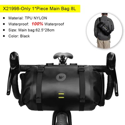 Rhinowalk Bicycle Handlebar Bag 4L-8L-12L Large Capacity Waterproof Bicycle Front Bag Cycling Shoulder Bag Storage Crossbody Bag Bicycle Accessories For Mountain Road Touring Bike