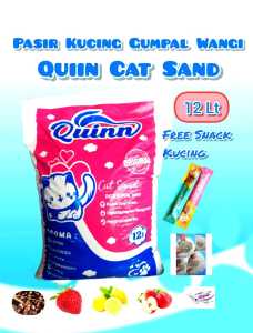 Promo Exspress 12 Liter Pasir Kucing Gumpal Wangi QUINN Cat Litter Anti Bakteri Free Snack Basah