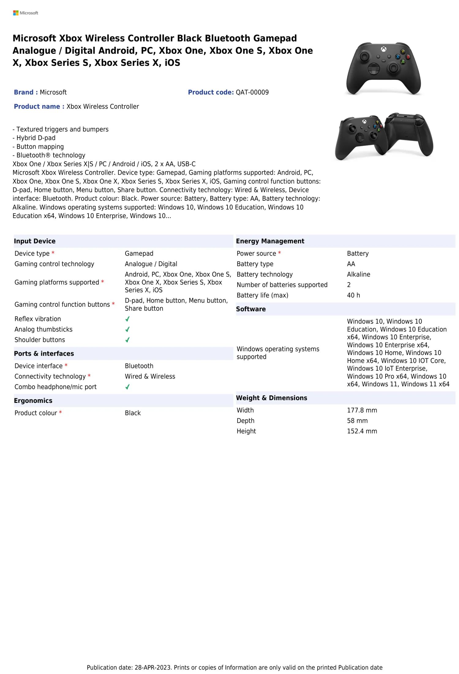XBOX Wireless Controller Robot White
