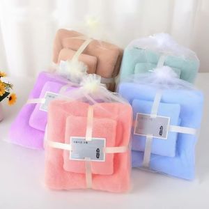 Set 2 Khăn Tắm Hàn Quốc Coral Fleece – Khăn Bông Siêu Mềm Mịn Thấm Hút Nhanh Khô (Màu Ngẫu Nhiên)