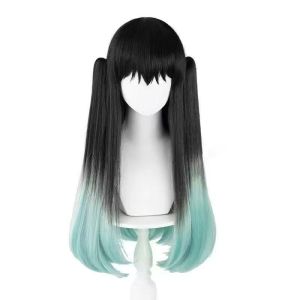 Anime Demon Slayer Tokitou Muichirou Cosplay Wig 75cm Long Heat Resistant Synthetic Hair Pre-styled For Halloween Party Costume Props