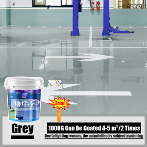 ⏰Quick construction⏰3 In 1 Epoxy Floor Paint 1kg with brush Waterproof Renovation Anti-cracking Wear-Resistant Suitable For Cement Floor Factory Warehouse Office epoxy paint for flooring Epoxy Resin Paint Wear-Resistant Waterproof Cement Floor Paint