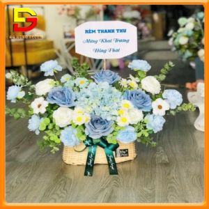 Giỏ Hoa Lụa Giỏ Hoa Trang Trí Làm Quà Tặng Khai Trương Khánh Thành Sinh Nhật Tân Gia DG-438