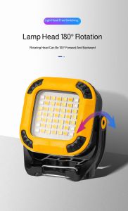 Full Scene Mobile Work Light LED Mobile Work Light Portable Rechargeable 360°Rotatable Multi Brightness Levels Waterproof Multi Speed Patio Camping Light Mobile Lighting