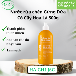 Nước rửa chén Cỏ Cây Hoa Lá Gừng Dứa dành cho da tay nhạy cảm dễ kích ứng - 500g - Ha Chi JSC