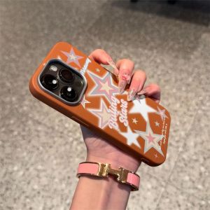 Phone Case For IPhone 16 14 12 13 17 11 15 Air PRO MAX XR XS 7 8 6 6S 11 12 13 14 15 16 17 Plus Casing IPhone 11PRO 12PRO 13PRO 16PRO 15PRO 11PROMAX 13PROMAX Ins Star Leather Soft Case Cover PWJK1049A