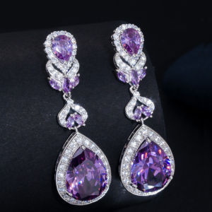 Seกีต้าจัดส่งฟรีหรูหรา AAA ลูกบาศก์ Zirconia ต่างหูหยดน้ํายาวสําหรับงานแต่งงานสําหรับผู้หญิง18K เครื่องประดับทองขาวสําหรับเจ้าสาว SE078