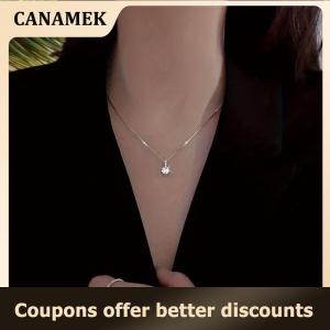 【 CANAMEK 】 Fashion 925 Sterling Silver Round Zircon Necklace Minimalist Style Charm Choker Pendant Party Gift For Womens Fine Jewelry