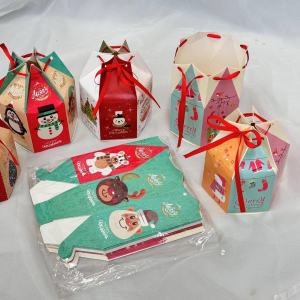20 ใบ/แพ็ค 4 ลาย กล่องของขวัญ คริสต์มาส รูปทรงกระโจม พิมพ์ลายคมชัดสีสด ซานตาครอส ลายน่ารัก ใส่ขนม คุ๊กกี้ ช๊อกโกแลต ของแจก พร้อมส่ง