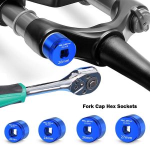 SJJL Hợp  nhôm Dụng cụ sửa chữa phuộc xe đạp leo núi Màu xanh 20mm-32mm Ổ cắm lục giác nắp nĩa Chất lượng cao Thiết kế ổ cắm Hex Ổ cắm bảo trì Air-Fork Bảo dưỡng xe đạp