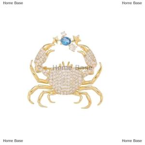 [COD] Home Base Fashion Crab Brooch Exquisite Simple Personalized Creative Full Of Zirconium Pins High-end Suit Jacket Decor Accessories Gift