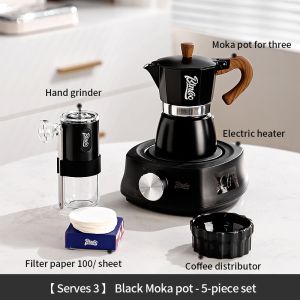 Bincoo Moka Pot Coffee Pot Single Valve Small Extraction Coffee Machine Grinder Electric Stove Set 3/6 people