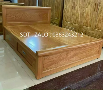 giường ngủ gỗ hương đá có hộc tủ