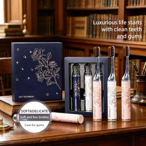 【MY Girl】Lipstick Shaped Travel Toothbrush Gift Box – Ultra Soft Bristle Foldable Portable Toothbrush for Gentle Gum Care