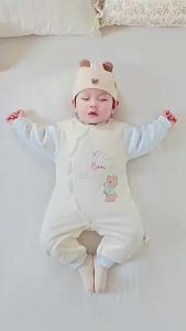 Newborn Pure Cotton Autumn Winter Baby Clothes Winter Seamless 120g Warm Romper Pure Cotton Crawling Suit