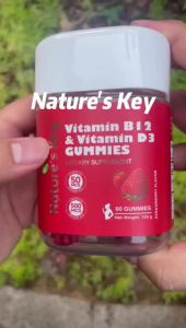 Natures Key Halal Vitamin D3 + B12 Gummies Stronger Bones Immune Boost Energy Support Sugar-Free Foula 60 gummies