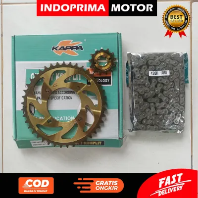 KAPPA GEAR SET KOMPLIT JUPITER Z1. GIGI TARIK GOLD DAN RANTAI YAMAHA JUPIER Z ONE FI INJEKSI