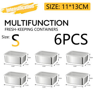 304 Stainless Steel Organizer Box With Lid Organizer Crisper Fresh-Keeping Food Seal Freezer Food Container Kotak Pengawetan Makanan
