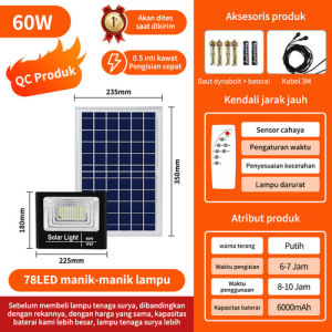 [Beli 1 Gratis 1] 1000W/500W/300W/100W LED Smart Solar LightAir Dengan Remote Control Saklar Otomatis