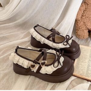 Free Shipping Lace-Trimmed Retro-Style Thick-Soled Women’S Shoes 2026 New Collection Suitable For Spring And Autumn Pairs Well With Skirts Cute And Stylish