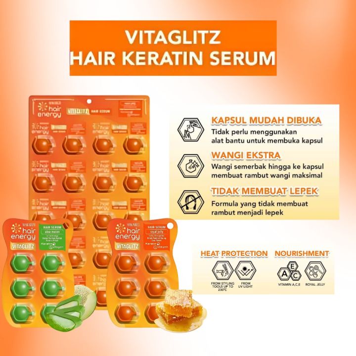 MAKARIZO HAIR ENERGY VITAGLITZ HAIR SERUM 6 X 1 ML / 20 X 1 ML | treatmen rambut