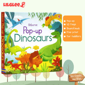 LILGLEE Usborne หนังสือบอร์ดบุ๊คป๊อปอัพไดโนเสาร์สำหรับเด็ก หนังสืออ่านภาษาอังกฤษ สารานุกรมเพื่อการเรียนรู้ เหมาะสำหรับเด็กเล็ก เด็กชายและเด็กหญิง