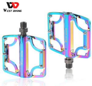 WEST BIKING Bicycle Pedal Cleats Pedal 3 Bearing Hollow-carved MTB Bike Pedals Aluminum Alloy Non-slip Flat Pedal Lightweight Road Bike Pedal