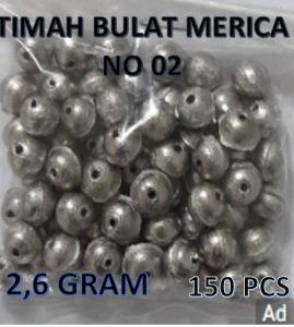 Timah pancing model Merica no 01 berat satuan 1.8 gram packet 200 pc