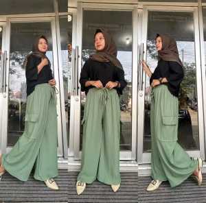 Cargo Pants Daily Knit Hornet Premium / Celana Kulot Kargo Jumbo Terlaris
