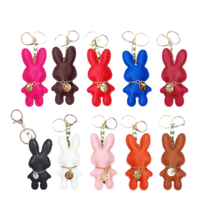 Elegant Rabbit Keychain Pendant Artificial Leather Bunnys Keyring Ornament Versatile Animal Bag Charm Accessory