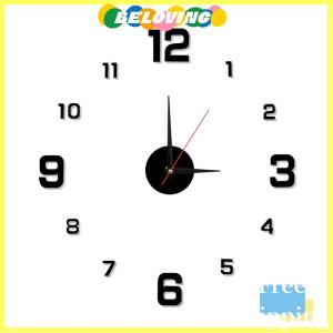 Beloving Flash Sale นาฬิกาแขวนผนังแบบทำมือสำหรับบ้านสำนักงานไร้กรอบนาฬิกาติดผนัง3D ทันสมัยสติกเกอร์กระจกนาฬิกาแขวนผนังดีไซน์ห้องโรงแรมของตกแต่งโรงเรียน