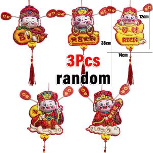YESPERY Chinese God of Wealth Hanging Ornament Creative Hat Jiggled Refrigerator Magnet 2025 New Year Tassel Pendant for Kitchen Office Party Decor
