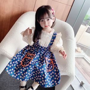 (CC-JKT) BS-128 STELAN CEWE JUMSUIT KATSURI ANAK BIRU BUNGA 100-140
