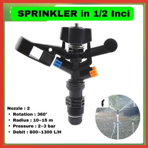 Inovasi Tani - Sprinkler 2 mata 1/2 inci Impact kincir air Impulse Sprinkler  Double Nozzle 1/2