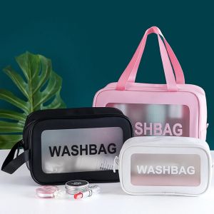 [In Store]Waterproof Modern Cosmetic Transparent Toiletries Bag Wash PVC Make Up Pouch Travel Beg Wanita Kosmetik Bag